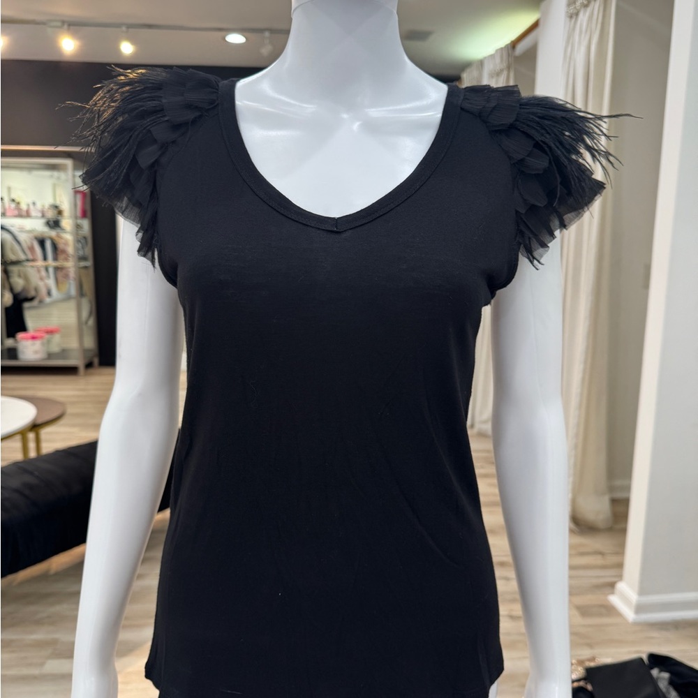 Elegant Black Ruffled Sleeve Top